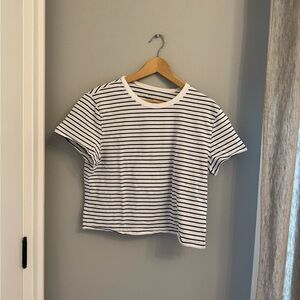 Abercrombie & Fitch Navy and White Striped Essential Baby Tee
